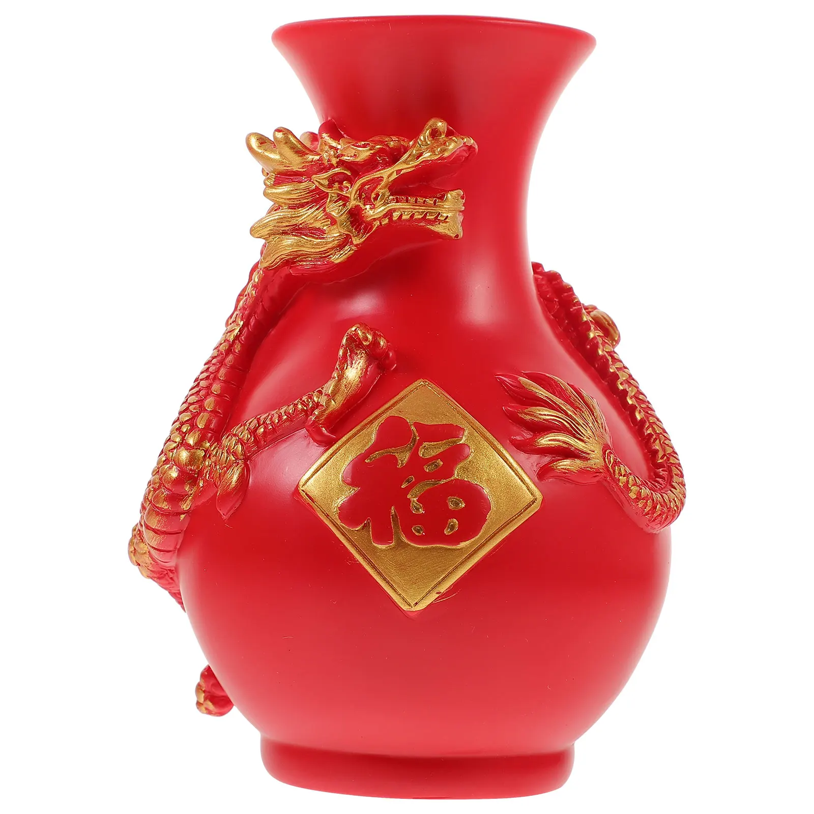 

2024 Red Resin Dragon Vase Decorative Flower Arrangement Container Dried Floral Pot Vintage Centerpiece of Dragon