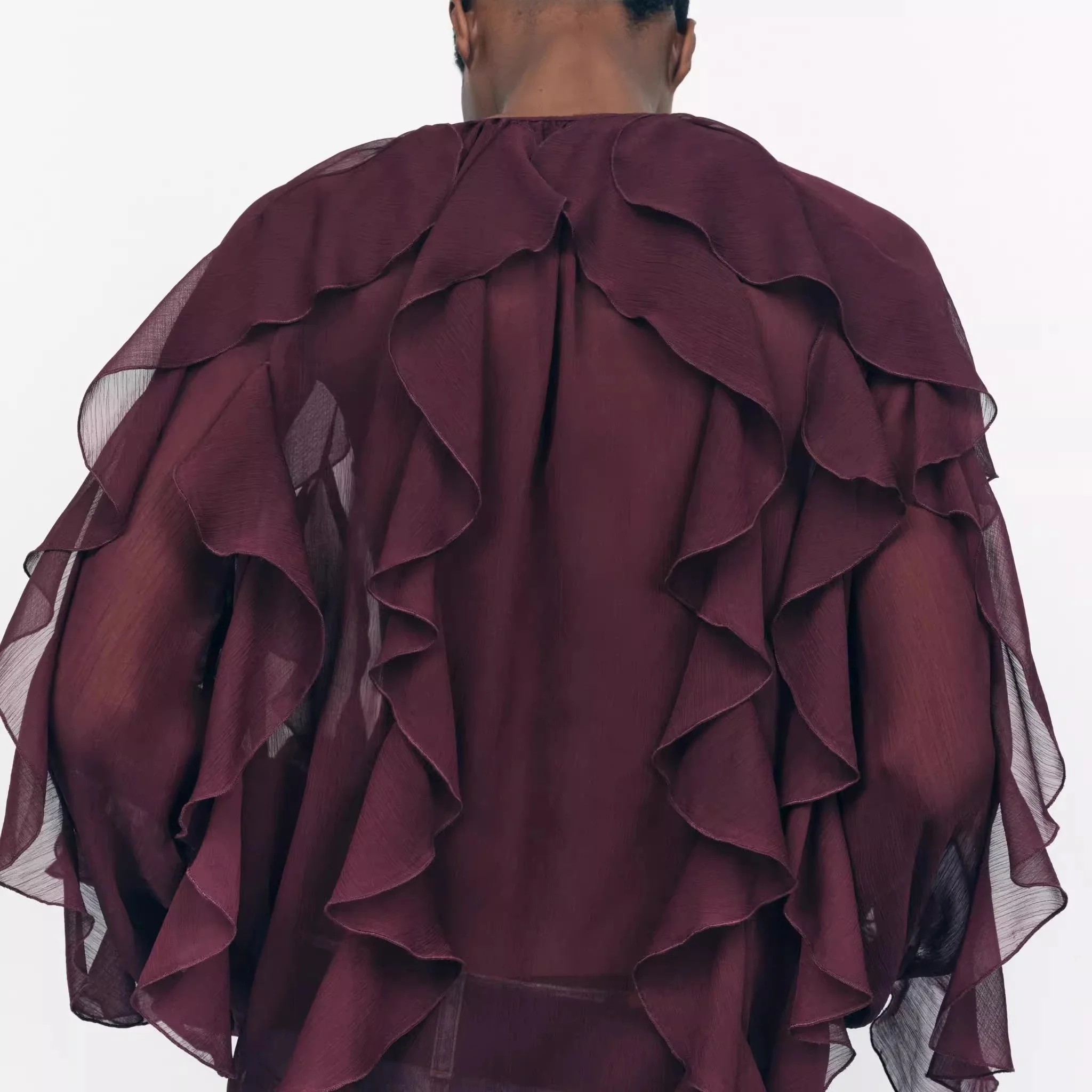 Wiosna 2025 Moda Damska Dekolt w Serek Długi Sweter Wszechstronna Warstwowa Dekoracja Do Pracy Styl Koreański Luźny Krój Wiązany