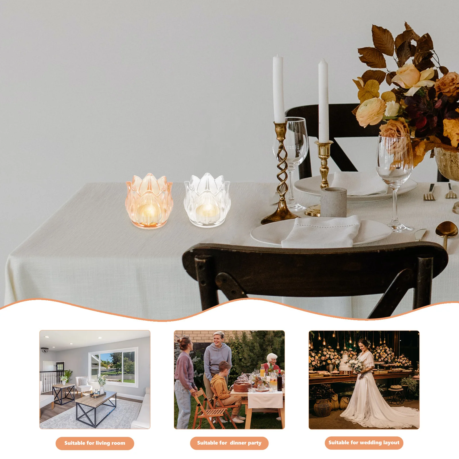 

2Pcs Tulip Glass Holder Decorative Wedding Table Centerpiece Romantic Party Home Decor Glass Flower Stand