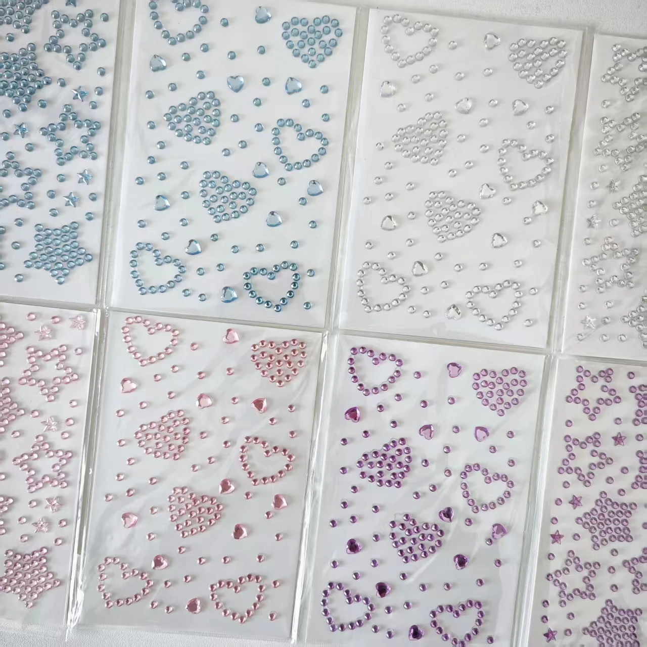 8 buah bintang berujung lima, hati, stiker mengkilap, riasan panggung, stiker mata, stiker wajah, stiker dekoratif.