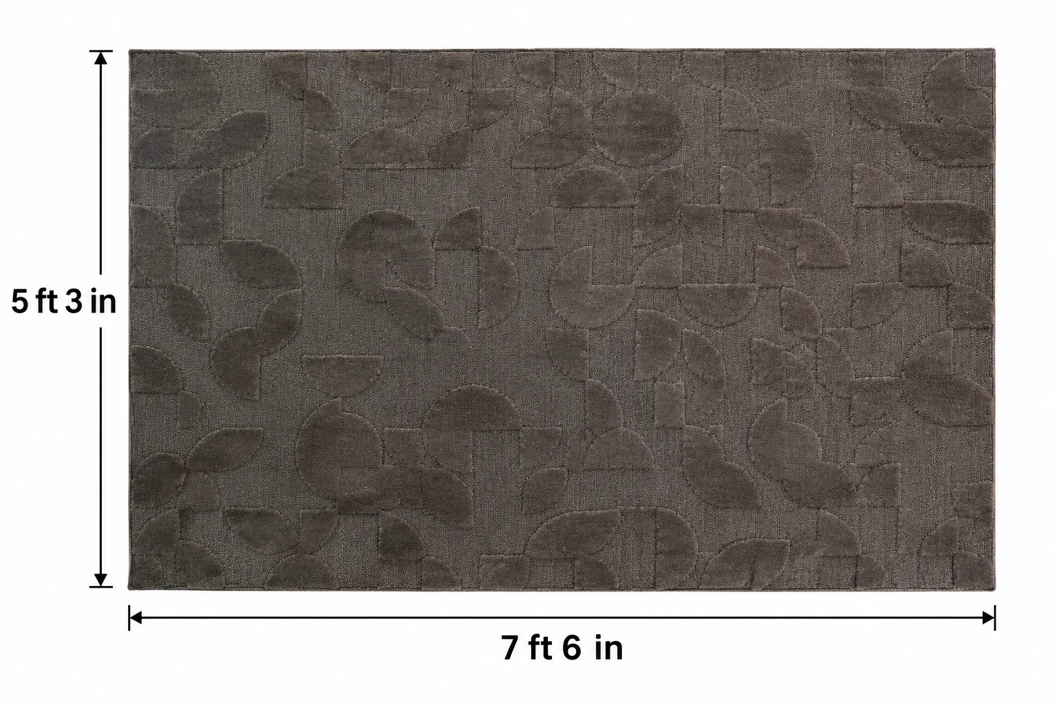 5 ft 3 in X 7 ft 6 in Brown Area Rug, Modern Geometric High-Low Pile Indoor Rug for Living Room and Bedroom