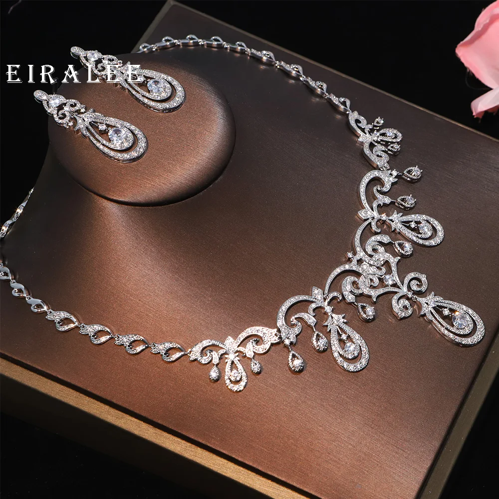 

EIRALEE Luxury Dubai Nigeria White Stone set latest earrings necklace wedding accessories for women party