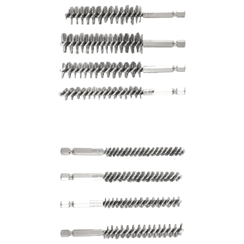 

8Pcs Wire Brush Drill Bit Set With 1/4 Inch Hexagon Shank Steel Wire Twisting Brush,Suitable For Drilling Percussion