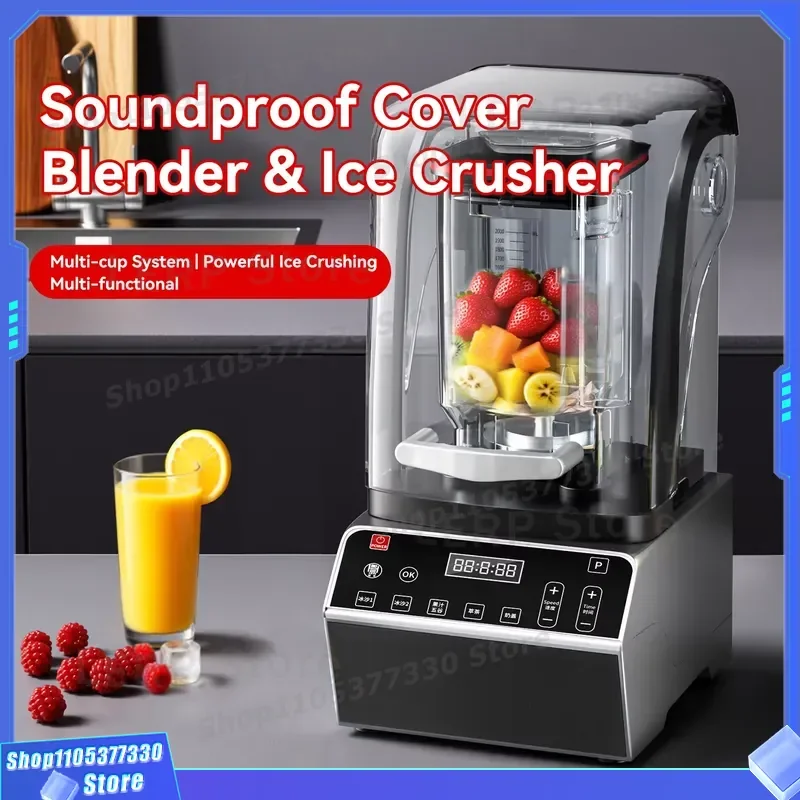 1800W Commercial Heavy Duty Mixer 2L Stainless Steel Blade Variable Speed Automatic Close Touch Screen Interface Sound
