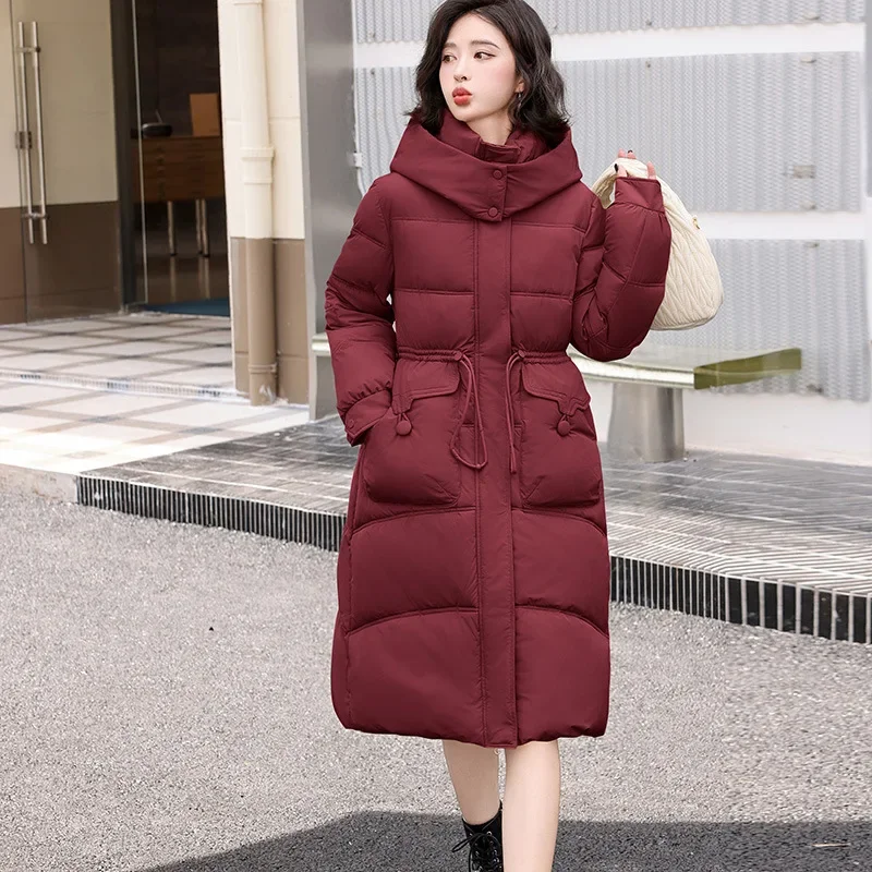 -30 Degrees Winter Women\'s Clothing Large Size Thickening Length Down Cotton Jacket Female Comfort Casual Parkas Hooded Coat