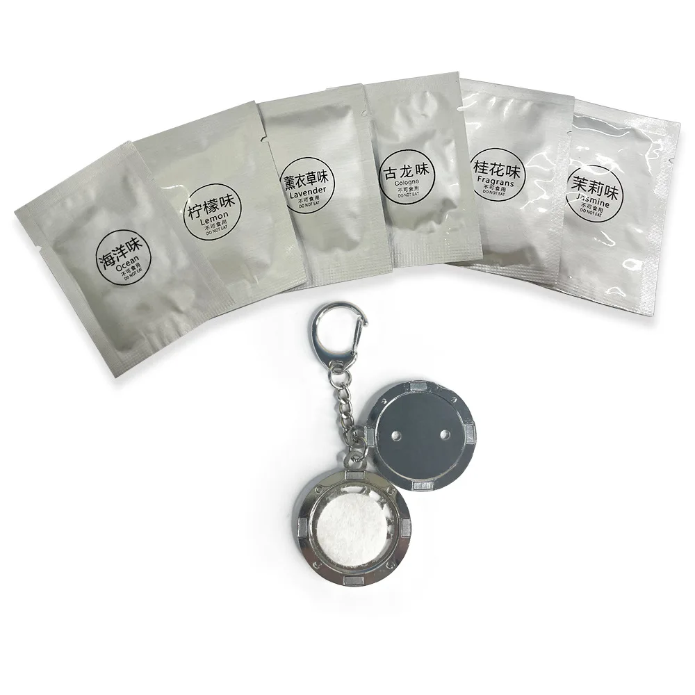 20 sets Sublimation Metal Aromatherapy Picture Frame Blank Keychain Fragrance Key Holder For Diy Memorial Craft Gifts