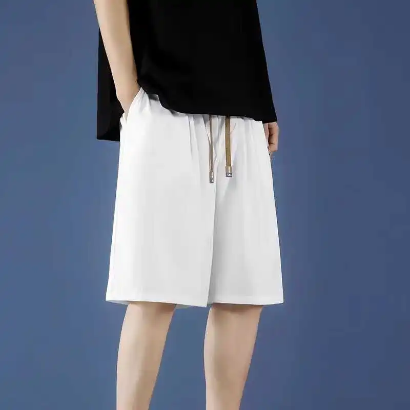 

Мужские спортивные шорты из ледяного шелка для баскетбола и бега, быстросохнущие, повседневные, со средней посадкой, свободного кроя, прямые, летние, модные, брендовые