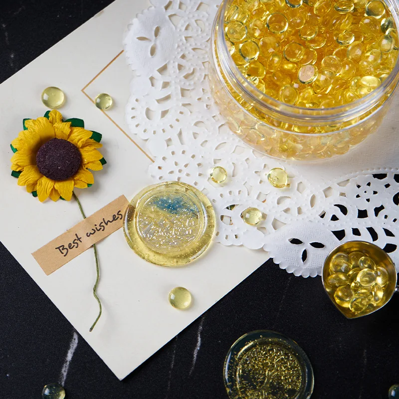 70g Yellow And White Transparent Varnish Wax Particles, Varnish Seal Wax Particles, Golden And White Sealing Wax Particles
