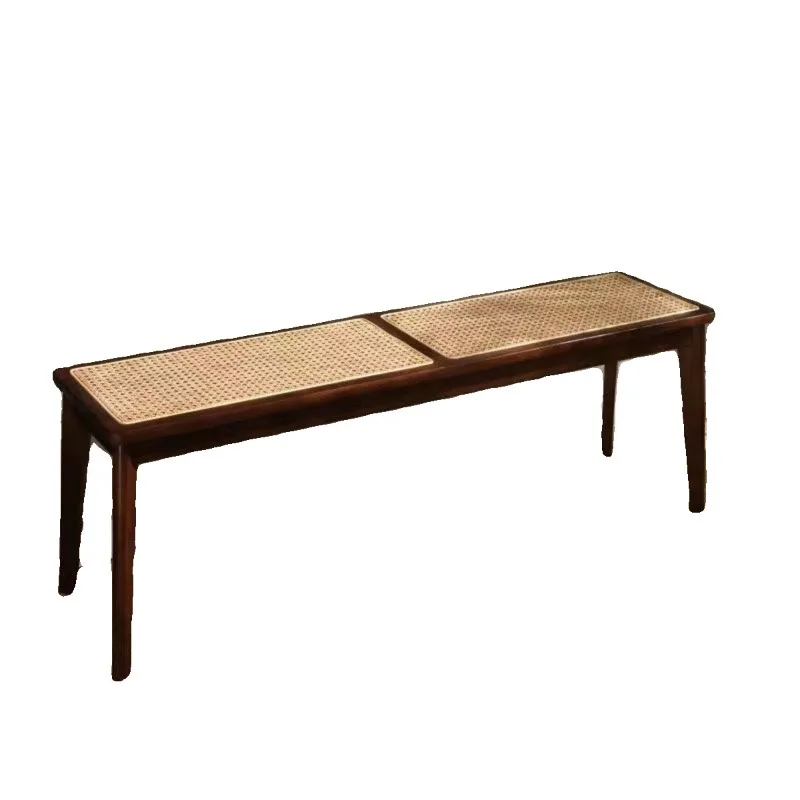 Bench Solid wood rattan bench, bedroom end couch change