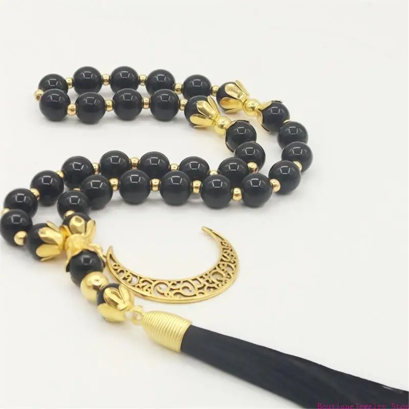 E1PE Polished 10 mm Crystal Bead Strand with Charm, 33 Bead Meditation Accessory for Prayer Counting Use Daily
