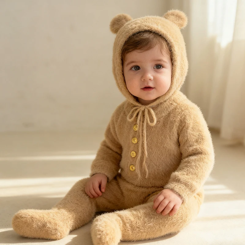 

Новинка 2023 года, весенняя детская одежда для детей от 0 до 24 месяцев, комбинезон для маленьких мальчиков и девочек + шапка, бархатный однотонный комбинезон с длинными рукавами для малышей