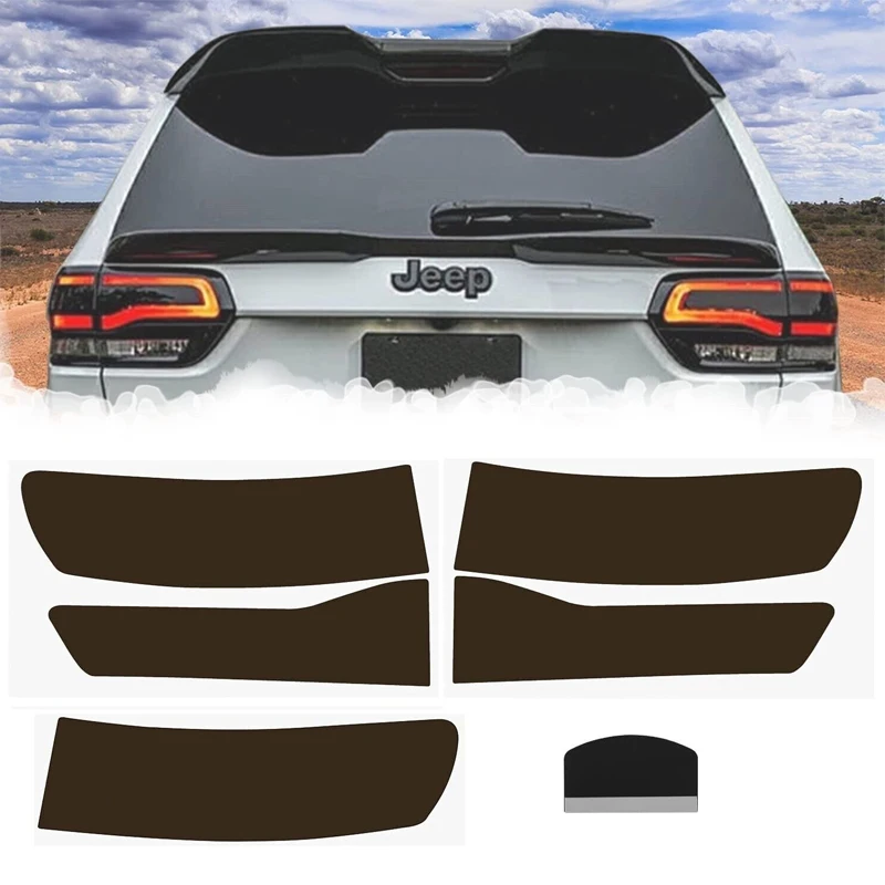 Rear Tail Light Dark Vinyl Overlay Decals Set For 2014-2021 Jeep Grand Cherokee (6 Pcs/Set )