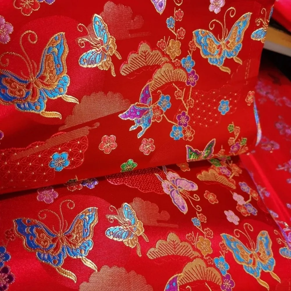 Butterfly Brocade Fabric By The Meter for Needlework Clothes Bag Pillowcase Cheongsam Diy Sewing Smooth Mid Thick Jacquard Cloth