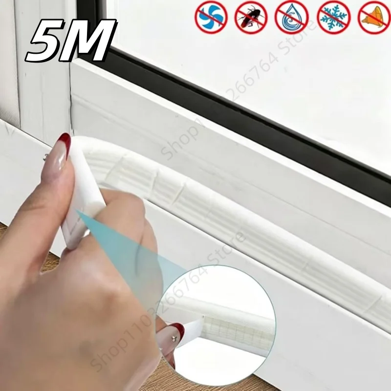 5M  Acoustic Insulation Foam Window Weather Seal Strip for Sliding Door Windows Windproof Soundproof Cotton Seal Gap Filler