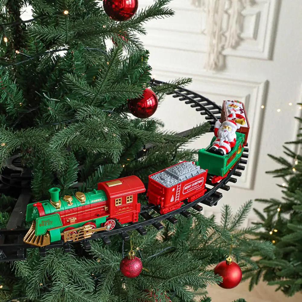 Children Toy Train for Christmas Electric Christmas Train Set for Kids Holiday Toy Train with Hanging Railroad for Children