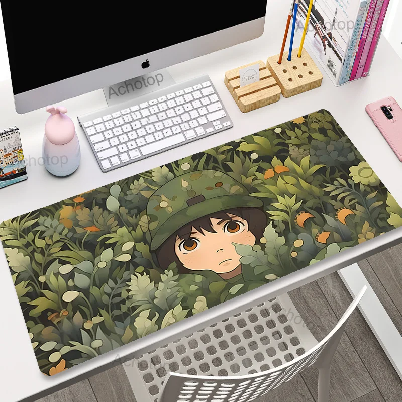 Cute Large Gaming Mouse Pad Green Botany Computer Gamer Tablet Pad Keyboard Mousepad with Edge Locking Rubber Play Mice Mat