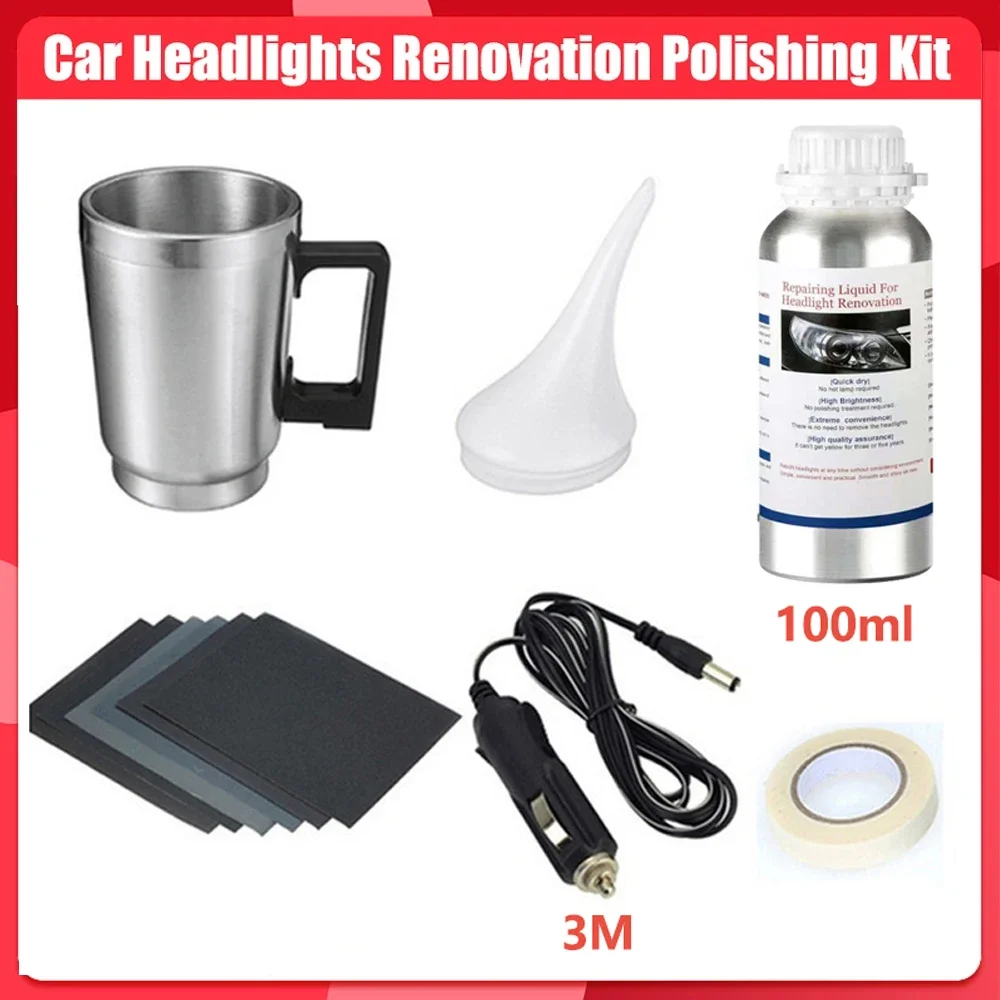 Car Headlights Renovation Polishing Kit Headlight Chemical Polishing Kit Automotive Care Tool 100ML Liquid Polymer Car Tool Set