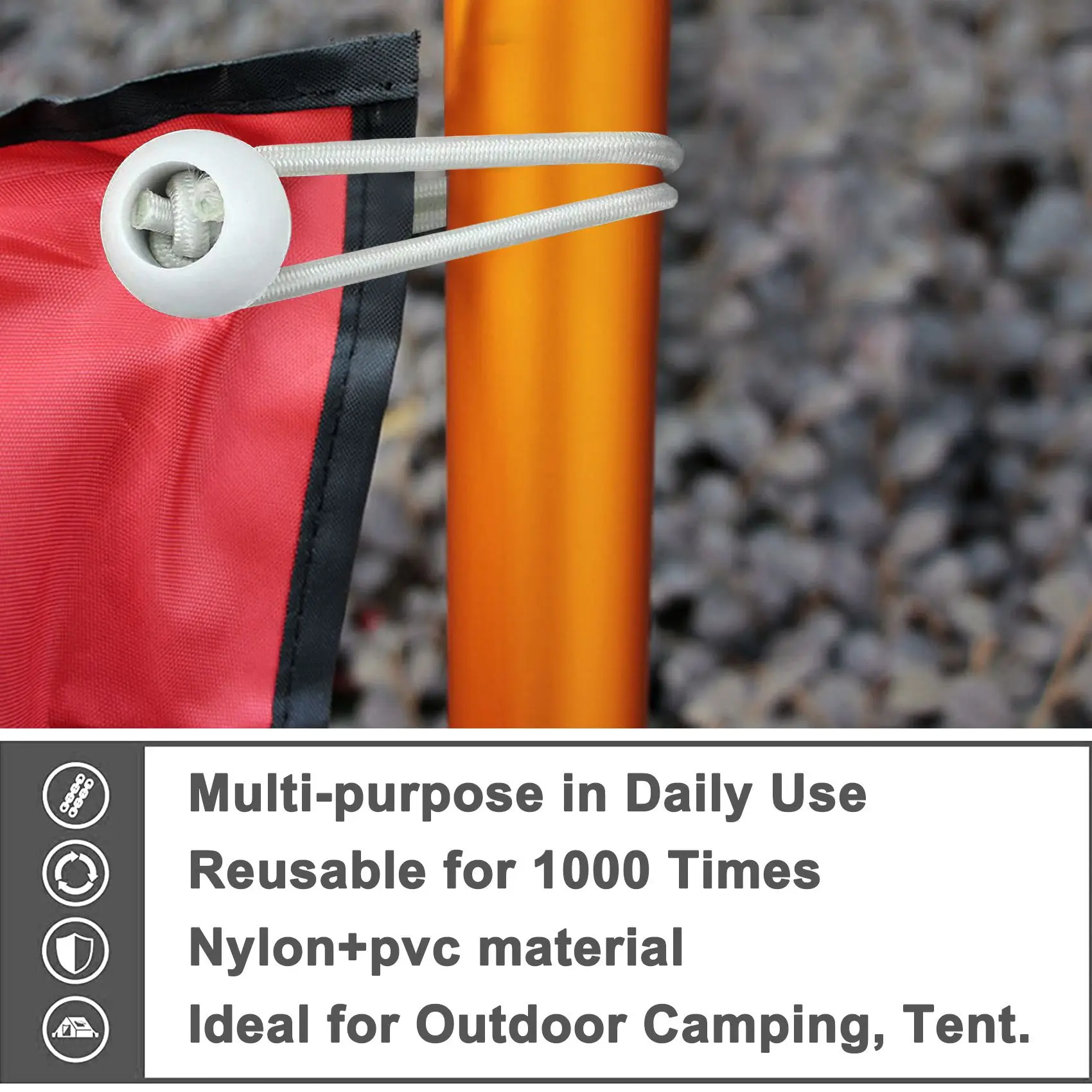 

A20F-50 Pcs Bungee Cord With Balls Elastic Ties Bungee Toggles Ties For Marquees,Tents Banners,Flag Poles,Tarp