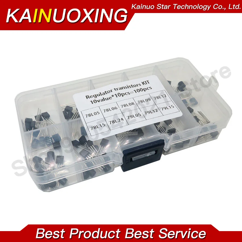 100pcs/box TO-92 Voltage regulator transistors assortment Kit 78L05 78L06 78L08 78L09 78L12 78L15 79L05 79L12 79L15 LM317