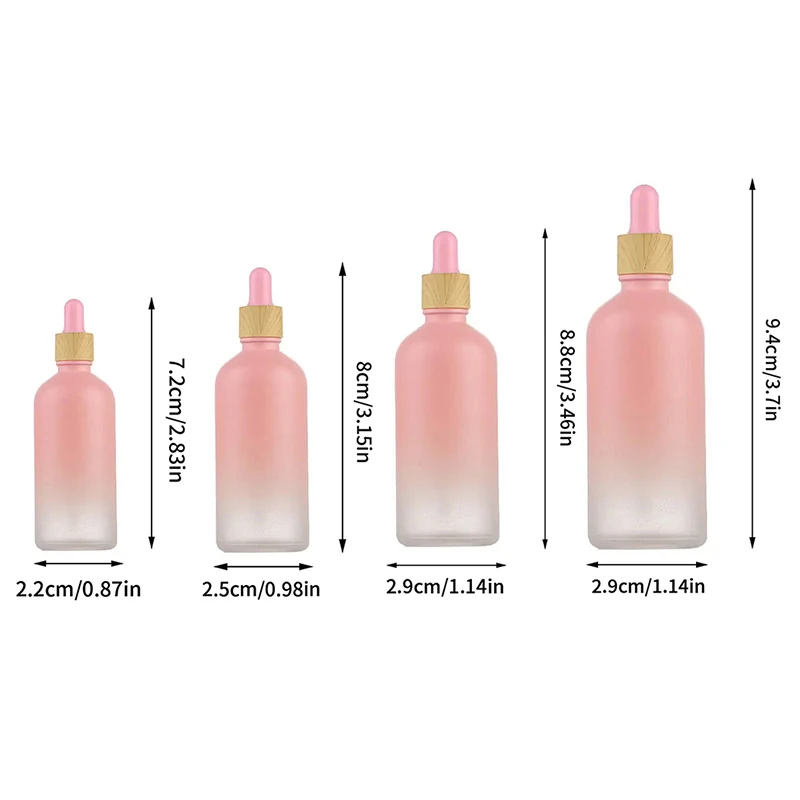 Bouteille en verre dépoli rose avec pipent compte-gouttes, huile essentielle rose HI, bouteille d'emballage d'essence cosmétique, 5 ml, 10 ml, 15/20 ml