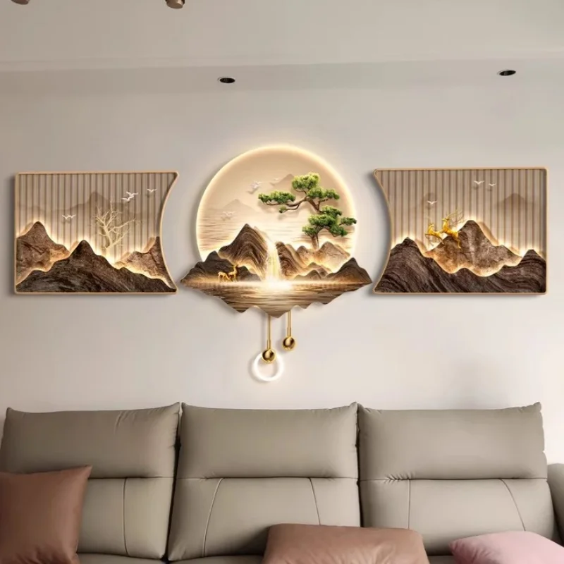 

Настраиваемая новая светодиодная декоративная живопись в китайском стиле, украшение для дома, гостиная, главная спальня, диван, фон, настенная па