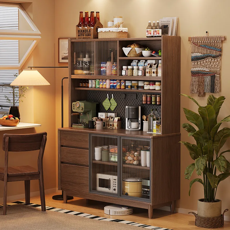 

All solid wood dining side cabinet combination tea cabinet storage wine storage cabinet living room against the wall