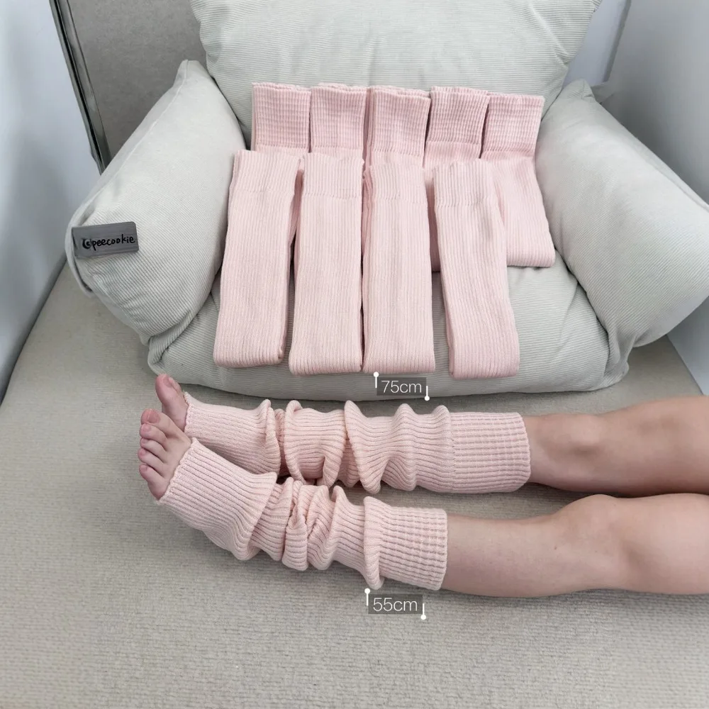 Waffle Knit Vertical Ribbed Leg Warmers Slimming Thigh-High Socks 55cm Warm Pink Over-the-Knee Boot Socks for Women Girls