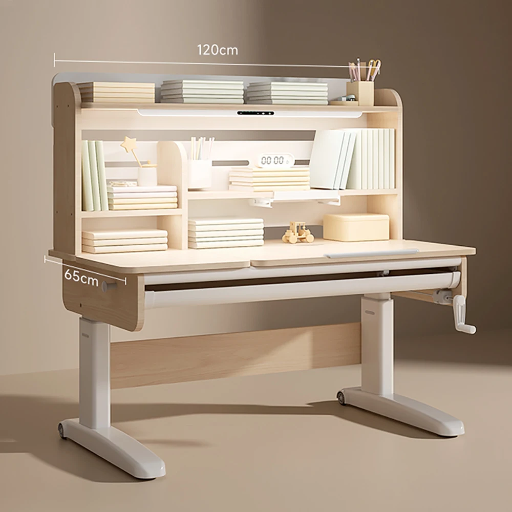 High Quality Kids Learning Desk Height Adjustable Home Furniture Wooden Ergonomic Children Study Table and Chair with Bookshelf