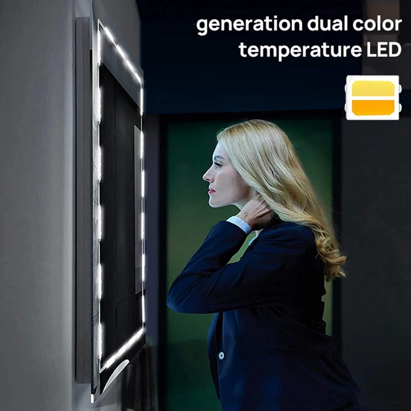 Vanity Lights LED para maquiagem, luzes de espelho, USB, 5V, 3 cores, espelho não incluído, 20X3