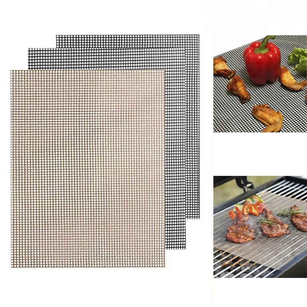 Outdoor Non-Stick BBQ Grilling Mat High Temperature Resistant Barbecue Grid Mat for Easy Cooking and Cleaning