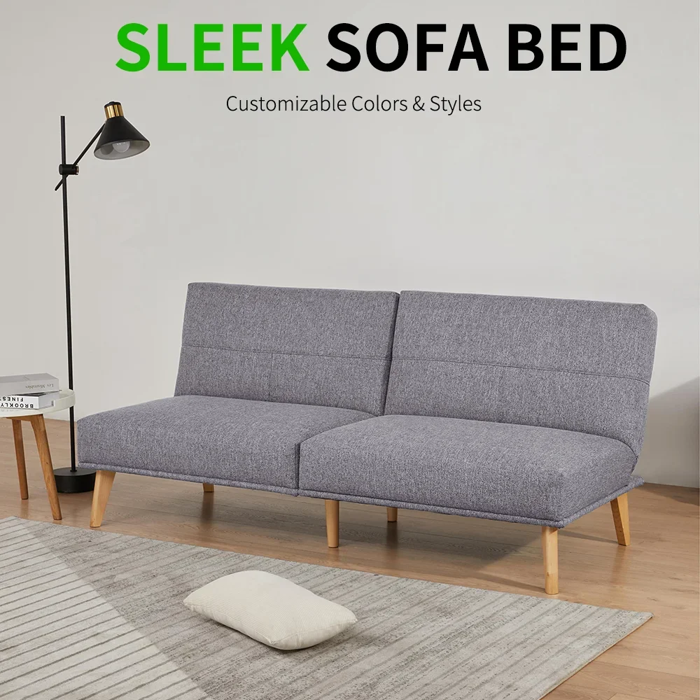 2026Modern Double Sofa Bed with Storage Fabric Design and Sturdy Metal Frame Ideal for Bedroom Comfort and Space-Saving Needs