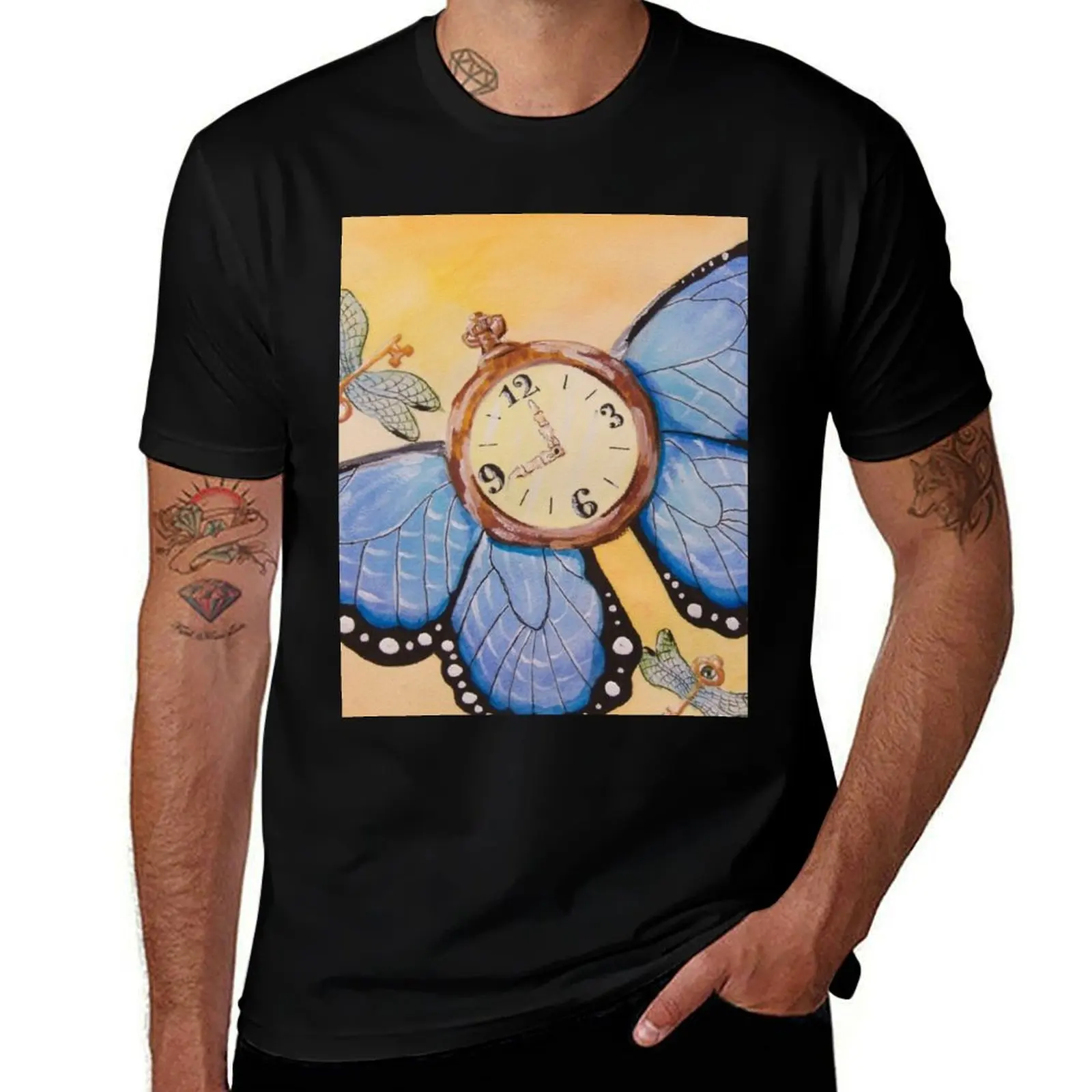 

man (Time Butterfly graphic summer t t t shirt graphic shirts T-Shirt Clockwork for man Flies) man shirt