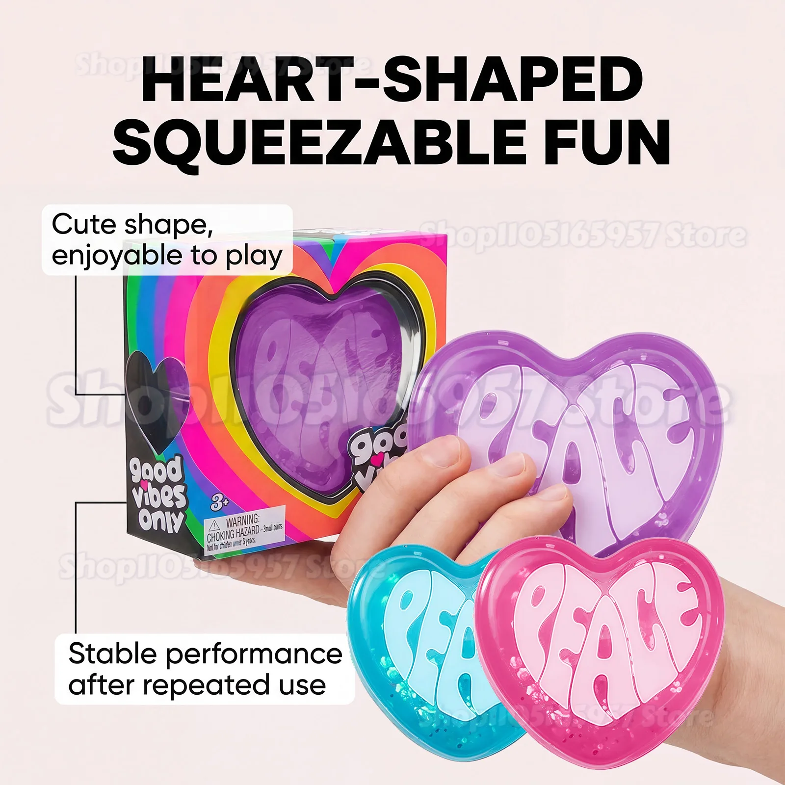 

2026 Heart Shaped Stress Reliever Super Soft Squishy Gel with Uplifting Vibes Sensory Fidget Gadget for Anxiety Relief