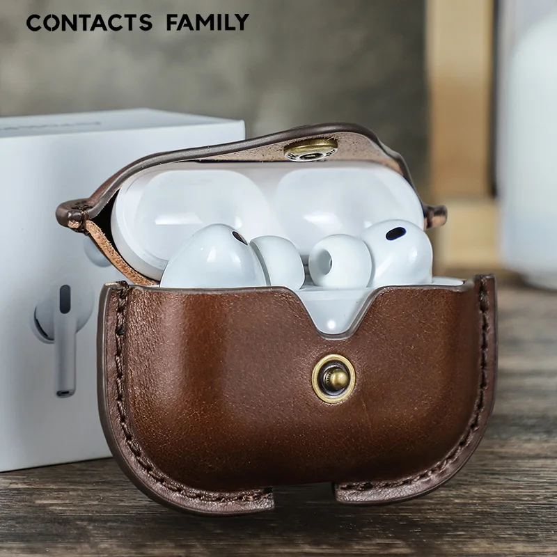 Portable Genuine Leather Protective Case for New AirPodsPro3 Bluetooth Earphones Full Coverage Anti-Fall Durable Cover for Apple