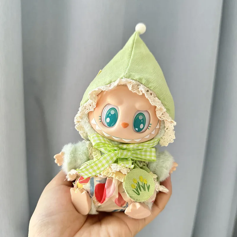 Muñecas Labubu II Idol de 17cm para fiesta sentada, Mini ropa bonita de muñeca de peluche, accesorios de atuendo para Corea, Kpop Exo, conjunto de ropa de bruja