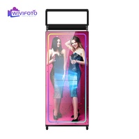 65 Inch Mirror Photo Booth with 43 Inch Touch Screen Selfie Magic Mirror Touch Screen LED, Equipped with Camera and Printer