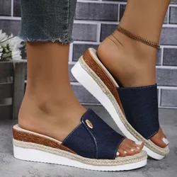 Pantofole con tacco a zeppa scarpe estive da donna sandali da donna Casual sandali con pantofola da esterno per interni per pantofole da spiaggia Zapatos Mujer