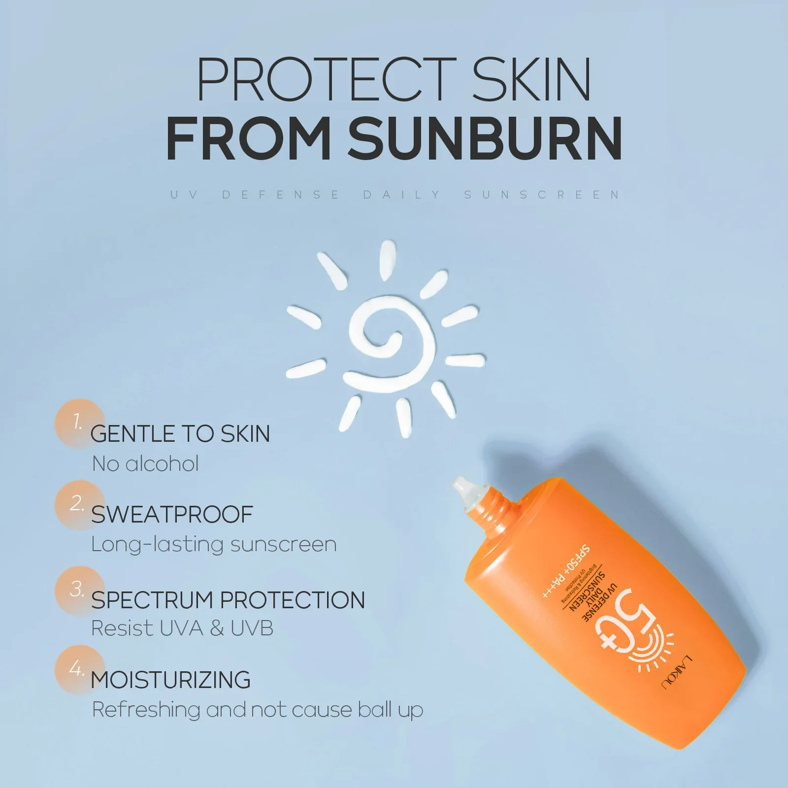 LAIKOU 50g crema protectora solar bloqueador solar Facial Spf 50 Gel loción aislante crema cremas faciales crema hidratante Facial cuidado de la piel