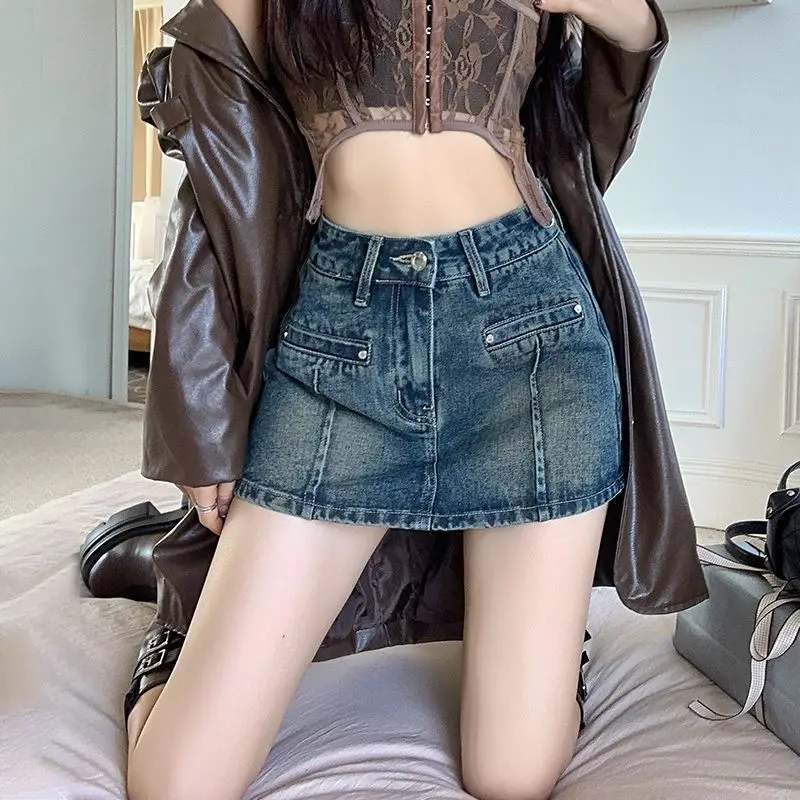 

Denim ShortsaWomen's summer casual shorts for outdoor wear2024New style skirt-pants for hot girls, high-waisted slimming hot pan