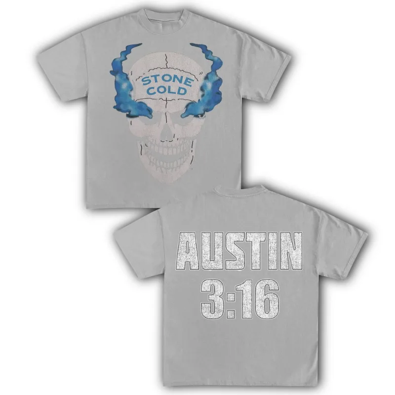 حجر الباردة أوستن 316 المصارعة القطن تي شيرت المرأة للجنسين المشجعين أساسيات قصيرة الأكمام الرجعية القمم الصيف خمر طباعة تيز #2