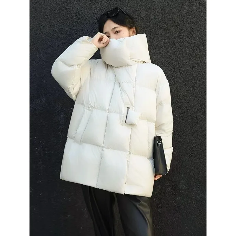 Winter Jackets Woman 2024 Puffy Mid-Length Down Jacket 90% White Duck Down Thick Warm  Loose Casual Puffer Coat Outwear