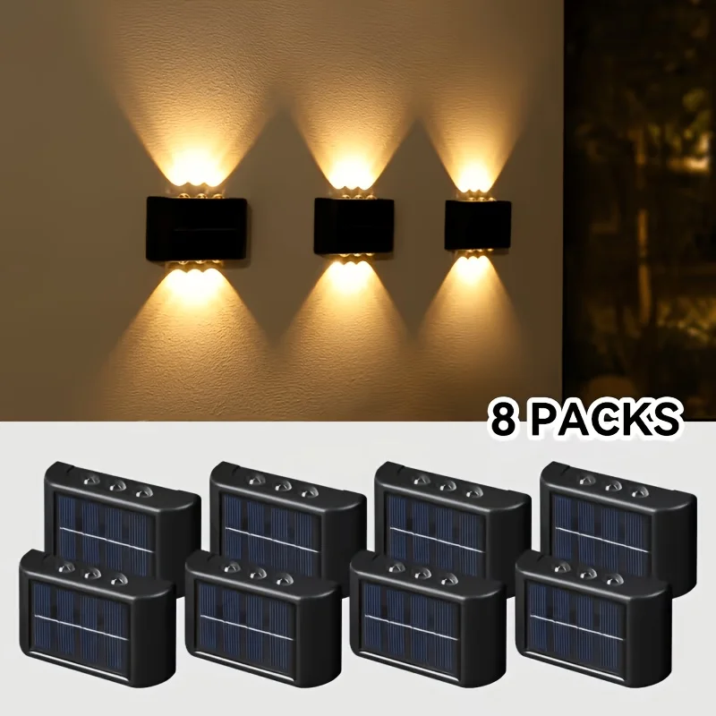1/2/4/8Pack Solar Powered Wall Lights Outdoor Waterproof LED Solar Light Up and Down Luminous Lighting for Garden Fence Decor