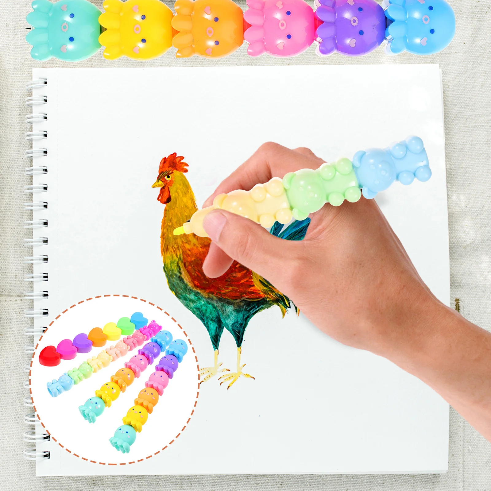 

25pcs Fluorescent Pen Highlighter Cute Design Smooth Writing Long Lasting Ink Portable Multicolor Pens For Students Kids School