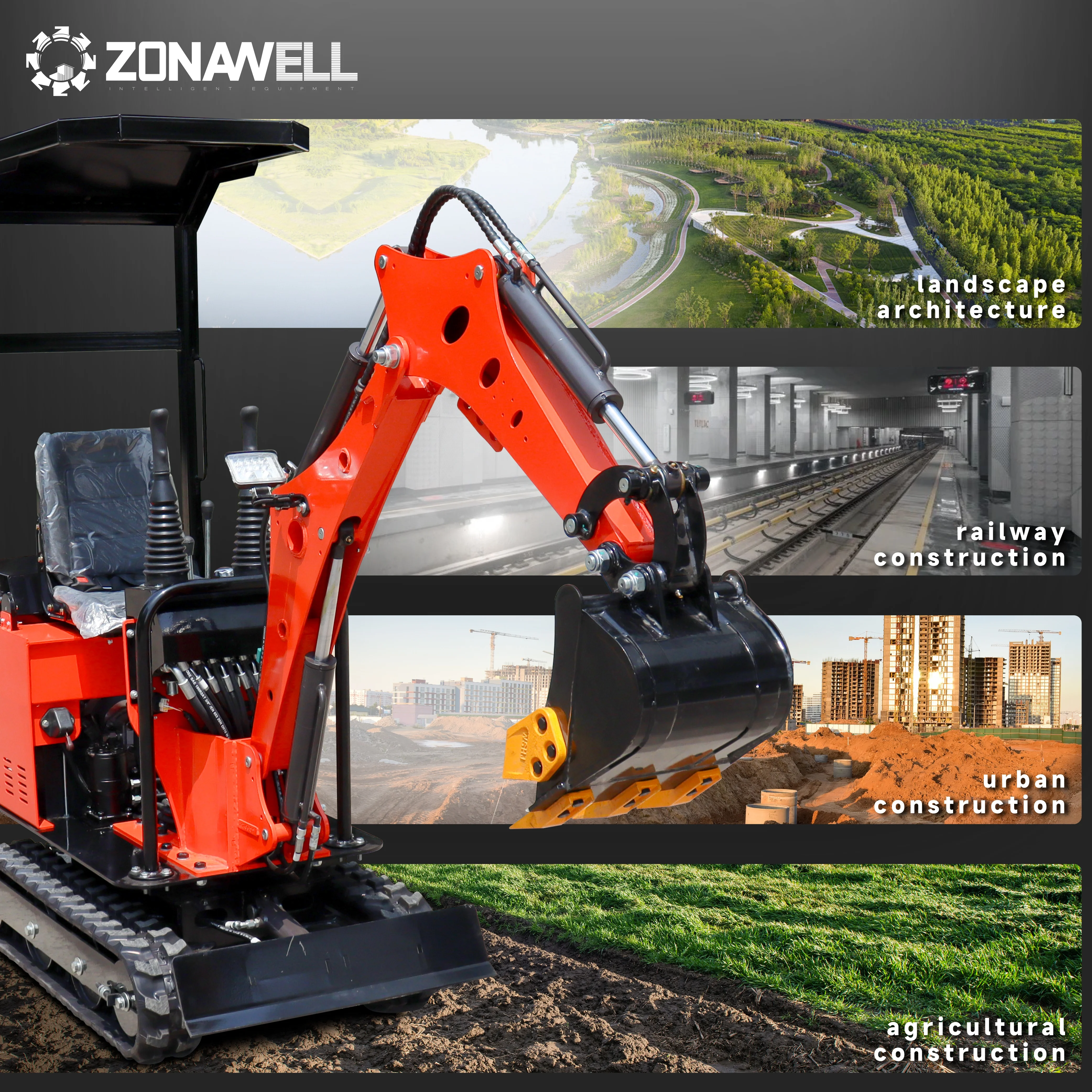 Mini excavator dengan mesin KOOP, Changchai, Briggs Stratton buatan China, terjangkau dan hemat biaya, dengan berat 0,8T