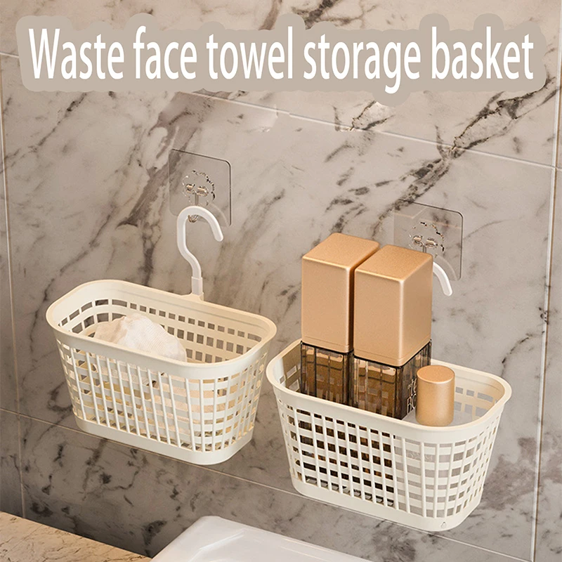 White Wall Mounted Waste Facial Towels Multifunctional No Punching Drainage Storage Box Sundries Storage Rack