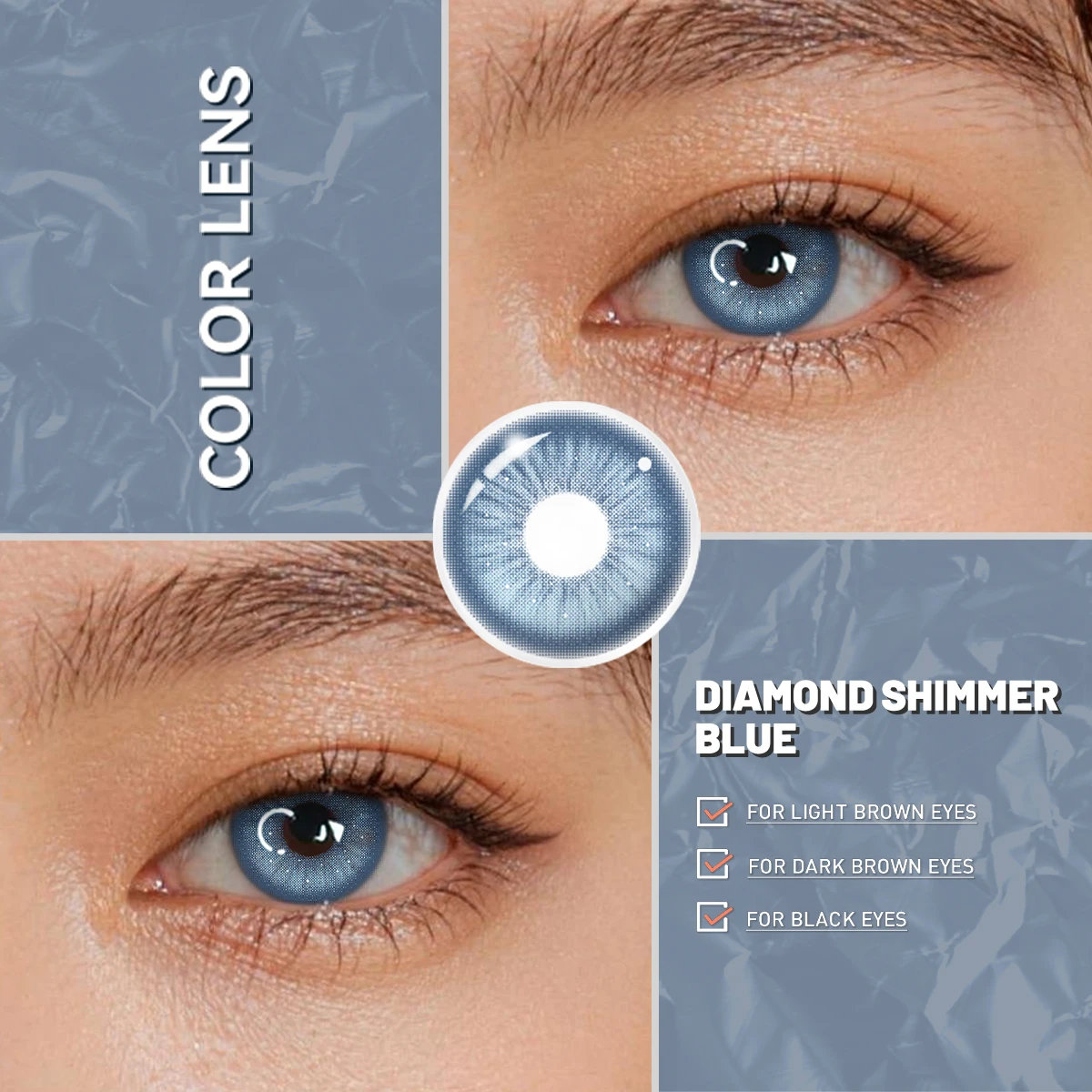 Visuashow Diamond Shimmer Farbige Kontaktlinsen 6 Monate Einweg 14,5mm Blau Grün Augenfarben-Kontaktlinsen für Schönheitskosmetik 70 – Detail 8