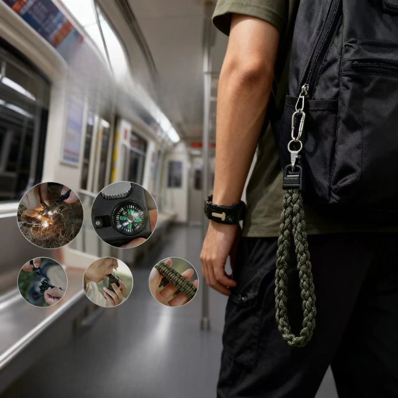 

Rope Bracelet - Multi-Functional Design for Self-Rescue Emergency Self-Defense, Suitable for Outdoor Mountain Climbing Surviva