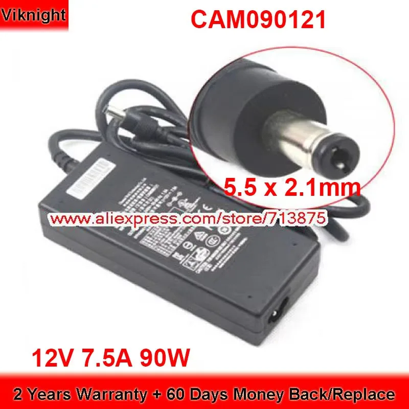 12V 7.5A 90W CAM090121 AC Adapter with 5.5x2.1mm Tip Power Supply for RePS2