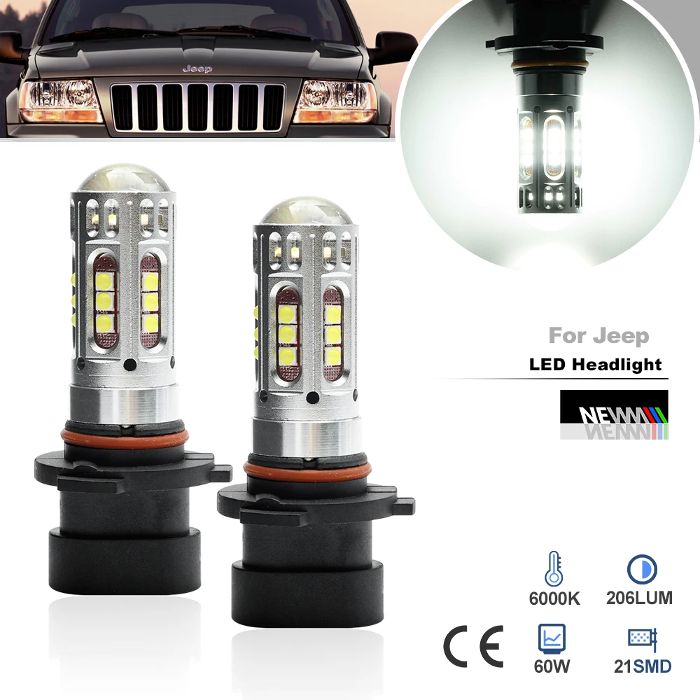 For Jeep Grand Cherokee WG 1999-2004 9005XS HB3A 9006XS HB4A Led Headlight Dipped Main Beam Bulb Headlamp Canbus No Flickers