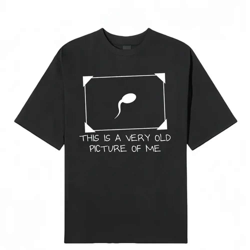 Funny Graphic Round Neck T-Shirt with 'Very Old Picture of Me' Slogan, Unisex Casual Quirky Art Cotton Streetwear, Jeans, Funny Shirts, Shortsleeve, Good Graphic Tees